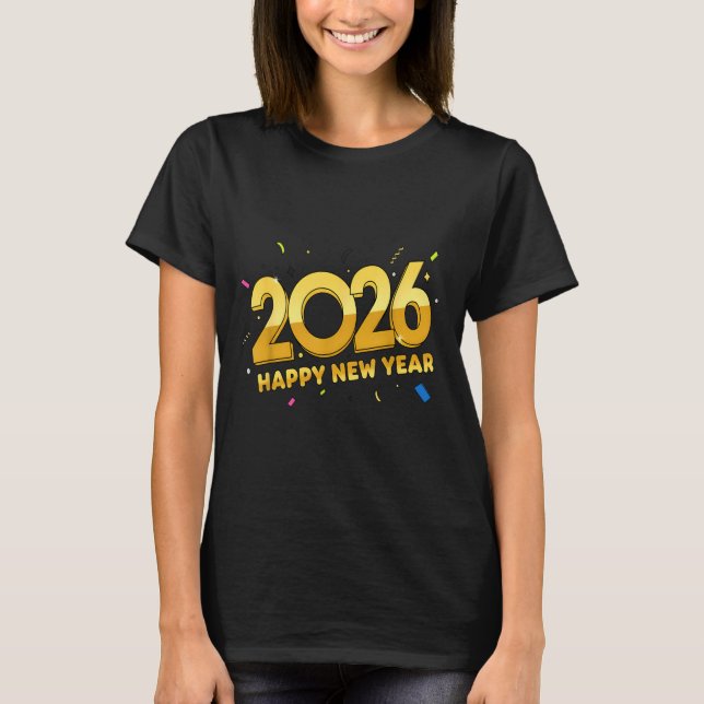 Happy New Year Party 2026 Ballon Family Matching M T Shirt (Framsida)