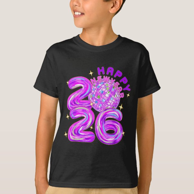 Happy New Year Party 2026 Ballon Family Matching M T Shirt (Framsida)