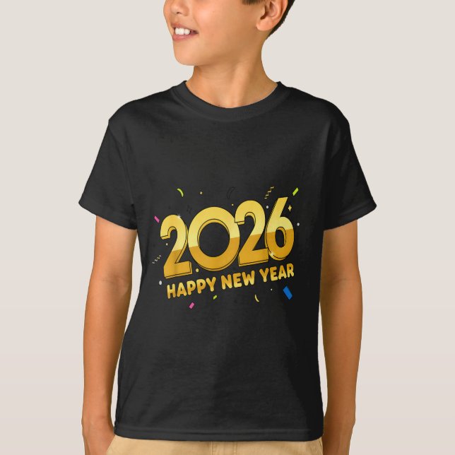 Happy New Year Party 2026 Ballon Family Matching M T Shirt (Framsida)