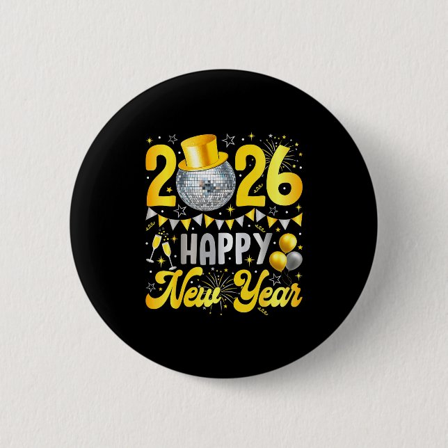 Happy New Year Party 2026 Balloon Family Matching  Knapp (Framsida)