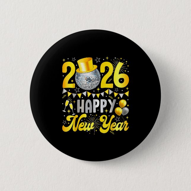 Happy New Year Party 2026 Balloon Family Matching  Knapp (Framsida)