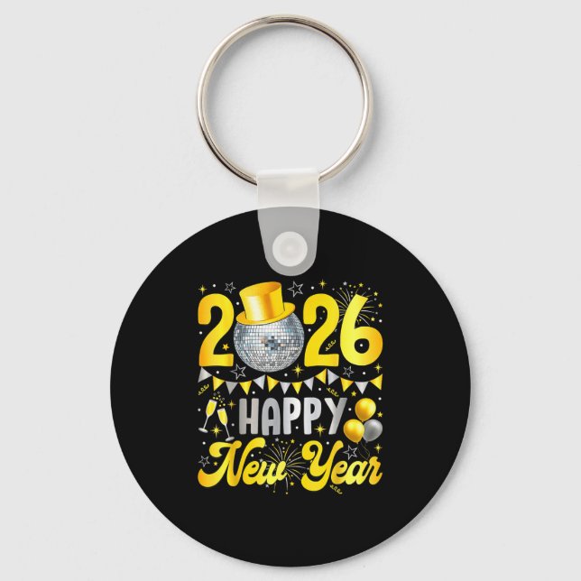 Happy New Year Party 2026 Balloon Family Matching  Nyckelring (Framsida)