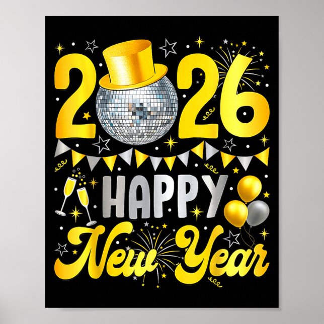 Happy New Year Party 2026 Balloon Family Matching  Poster (Framsidan)