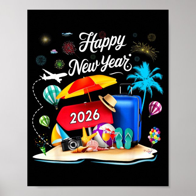 Happy New Year Party 2026 Family Matching Vacation Poster (Framsidan)