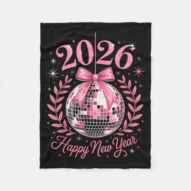 Happy New Year Party 2026 Funny Balloon Family Mat Fleecefilt (Framsidan)