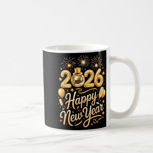 Happy New Year Party 2026 Funny Balloon Family Mat Kaffemugg (Höger)
