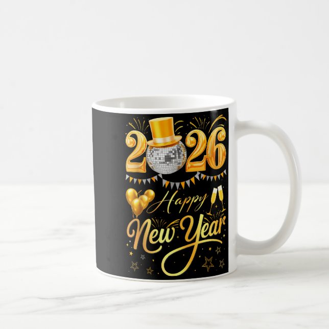 Happy New Year Party 2026 Funny Balloon Family Mat Kaffemugg (Höger)