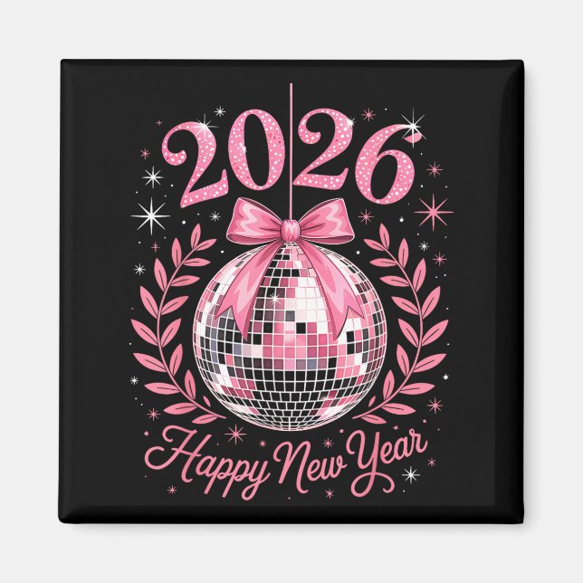 Happy New Year Party 2026 Funny Balloon Family Mat Magnet (Framsidan)