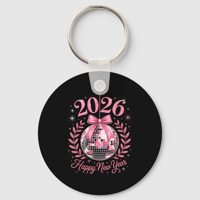 Happy New Year Party 2026 Funny Balloon Family Mat Nyckelring (Framsida)