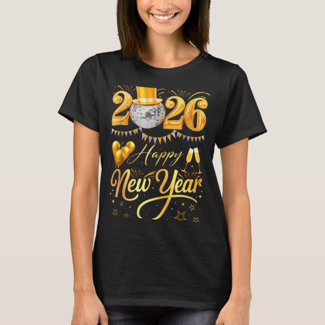 Happy New Year Party 2026 Funny Balloon Family Mat T Shirt (Framsida)