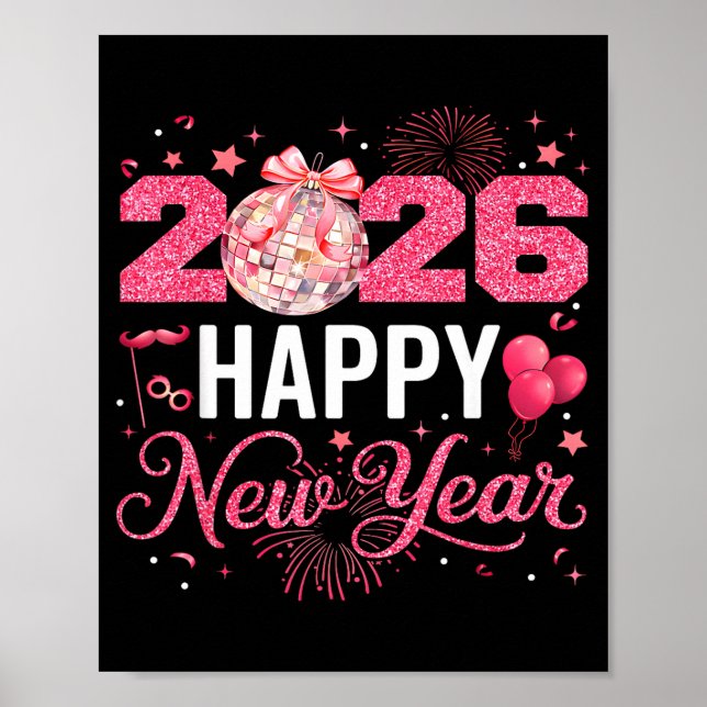 Happy New Year Party 2026 Funny Disco Ball Family  Poster (Framsidan)