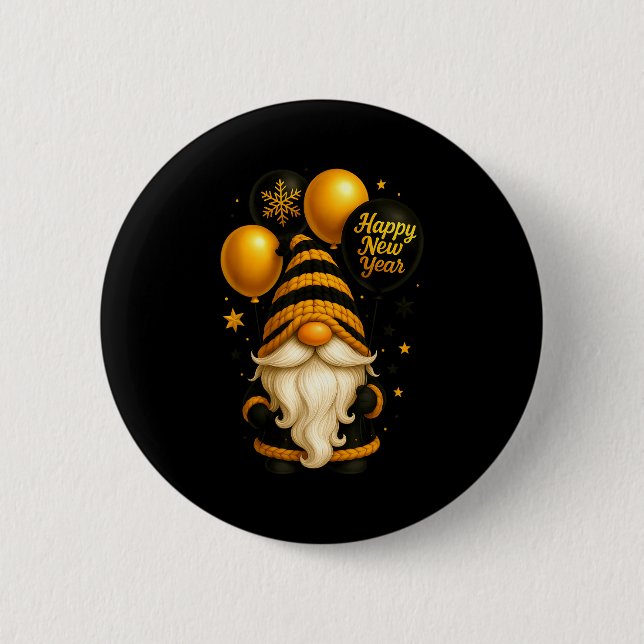 Happy New Year Party New Years Eve 2026 Gnome Love Knapp (Framsida)