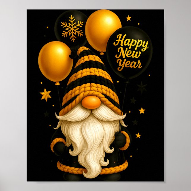 Happy New Year Party New Years Eve 2026 Gnome Love Poster (Framsidan)