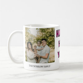 Happy New Year  Personalized Family Name Photo   Kaffemugg