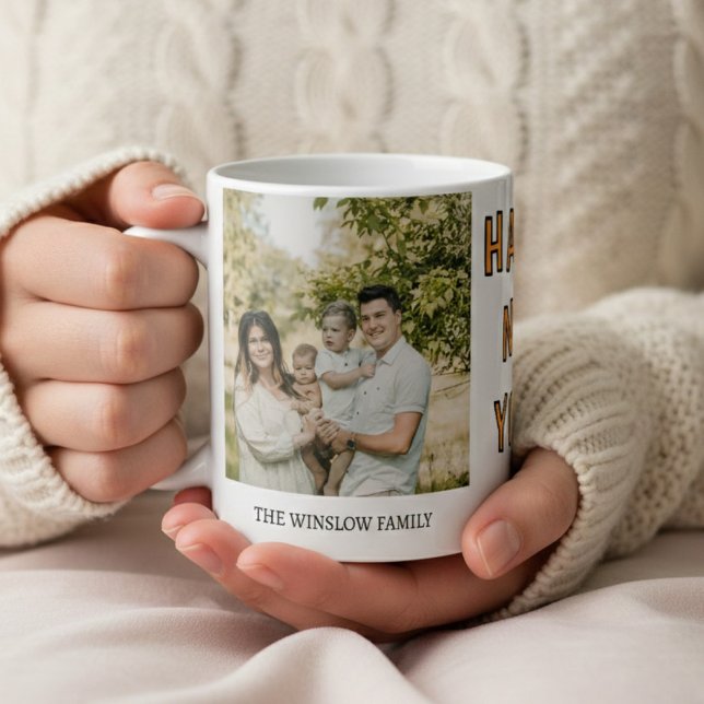 Happy New Year  Personalized Family Name Photo  Kaffemugg (Skapare uppladdad)