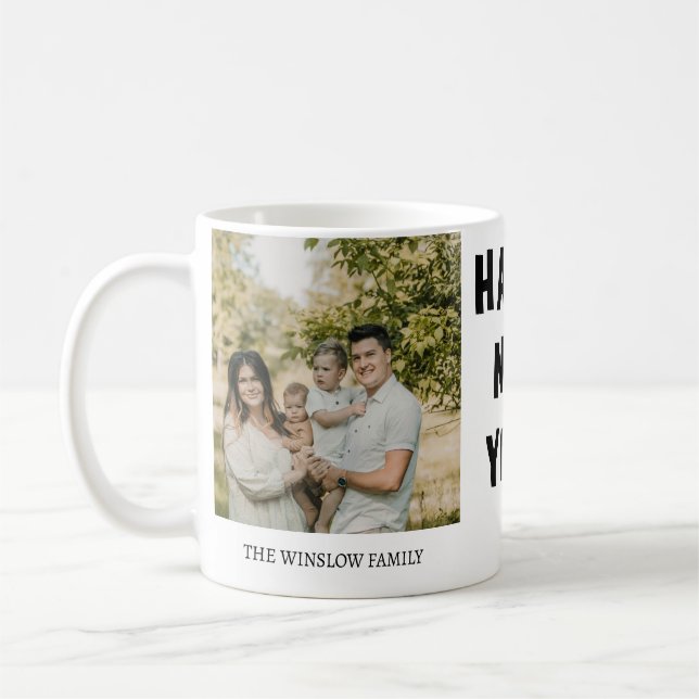 Happy New Year  Personalized Family Name Photo  Kaffemugg (Vänster)