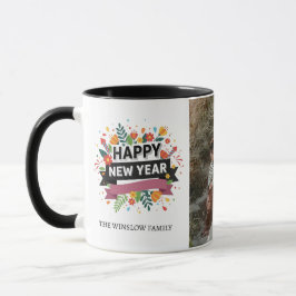 Happy New Year  Personalized Family Name Photo Mug Mugg
