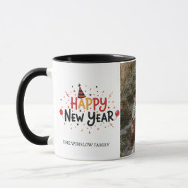 Happy New Year  Personalized Family Name Photo Mug Mugg