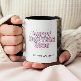 Happy New Year  Personalized Family Name Photo    Mugg
