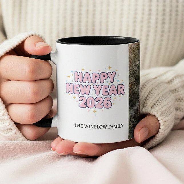 Happy New Year  Personalized Family Name Photo    Mugg (Skapare uppladdad)