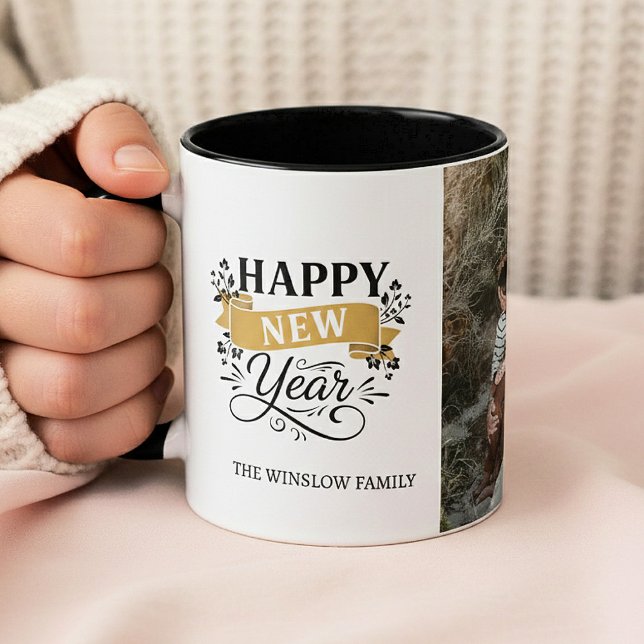 Happy New Year  Personalized Family Name Photo Mugg (Skapare uppladdad)