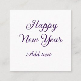 Happy new year purple calligraphy simple minimal fyrkantigt visitkort