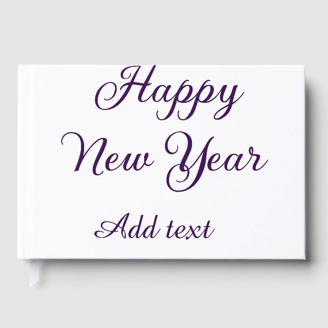 Happy new year purple calligraphy simple minimal  gästböcker (Framsida)