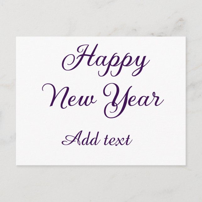 Happy new year purple calligraphy simple minimal  helg vykort (Framsida)