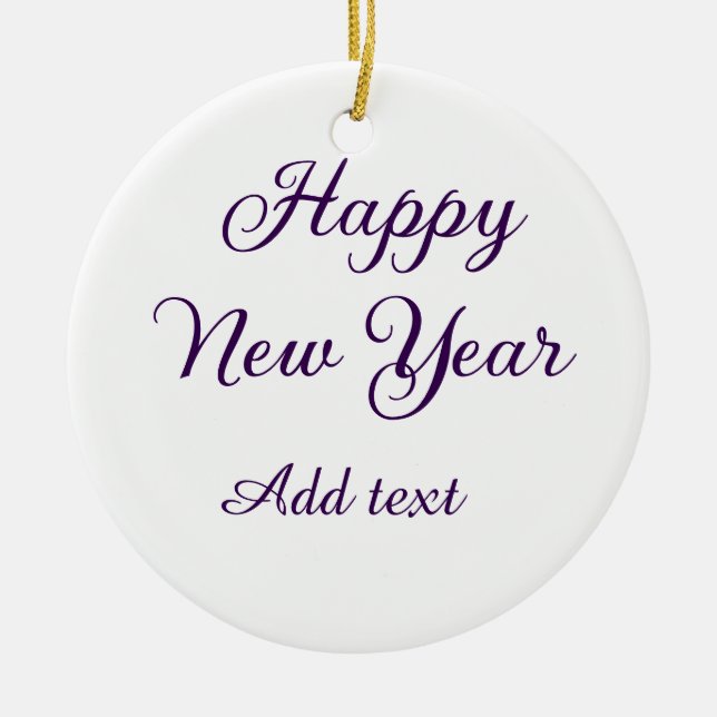 Happy new year purple calligraphy simple minimal  julgransprydnad keramik (Framsidan)