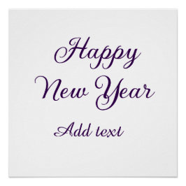 Happy new year purple calligraphy simple minimal perfect poster