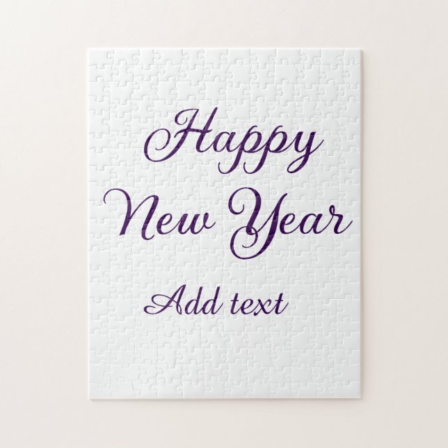 Happy new year purple calligraphy simple minimal  pussel (Vertikal)