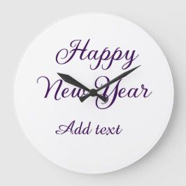 Happy new year purple calligraphy simple minimal stor klocka
