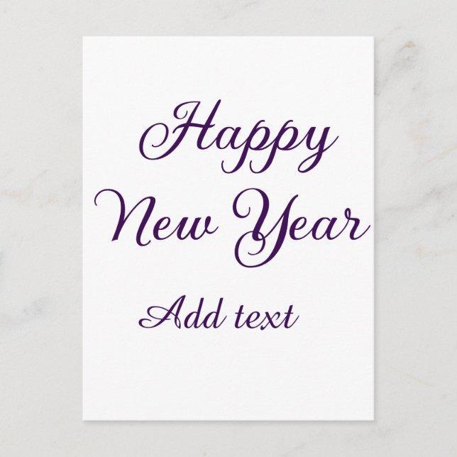 Happy new year purple calligraphy simple minimal  vykort (Framsida)