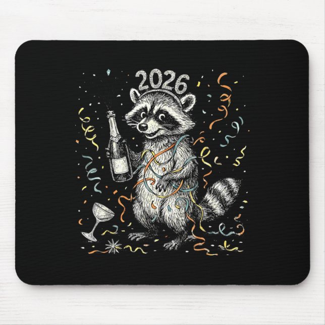 Happy New Year Raccoon With Champagne Funny New Ye Musmatta (Framsidan)