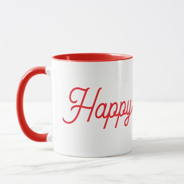 Happy New Year Red & White Ceramic Mug Mugg (Vänster)