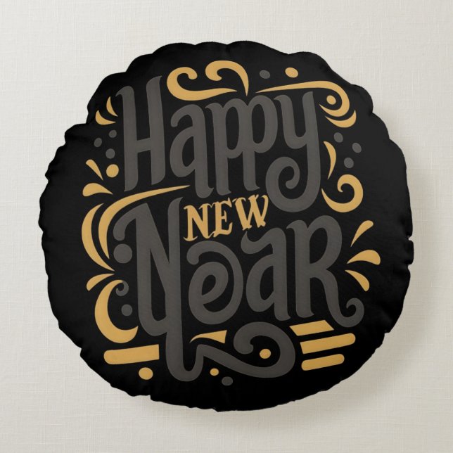 Happy new year rund kudde (Framsidan)