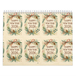 happy new year rustic wall calendar 2026 kalender
