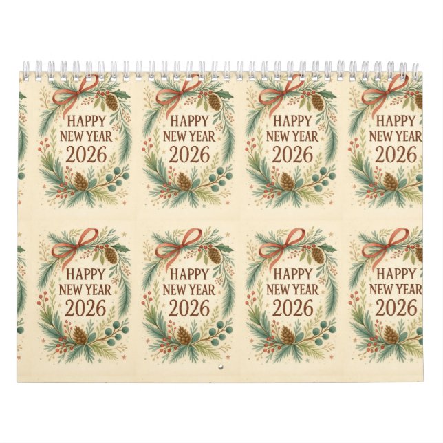 happy new year rustic wall calendar 2026 kalender (Omslag)