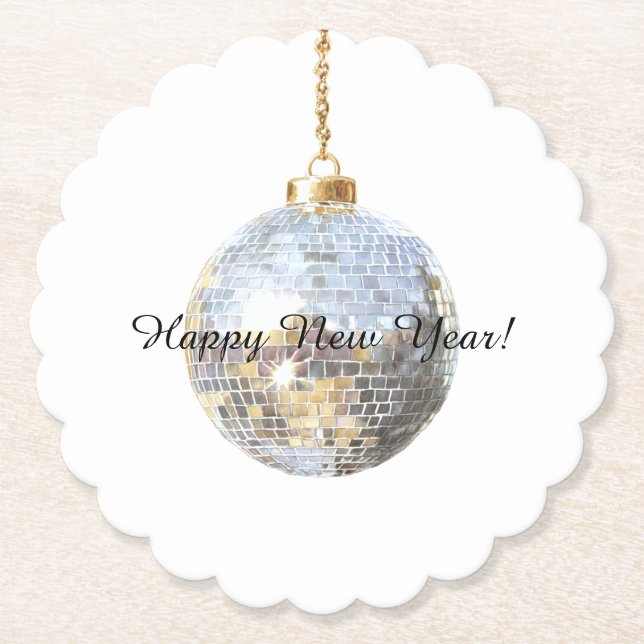 Happy New Year Silver Ball Underlägg Papper (Framsida)