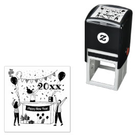 Happy New Year Självfärgande Stämpel