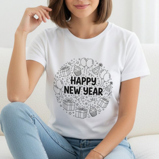 Happy New Year T-Shirt – Elegant Modern Festive (Skapare uppladdad)