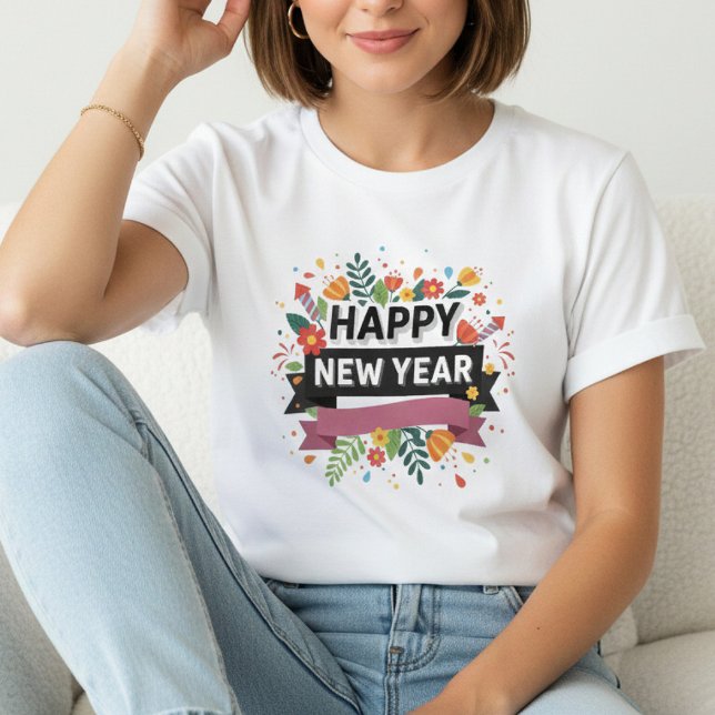 Happy New Year T-Shirt – Elegant Modern Festive (Skapare uppladdad)