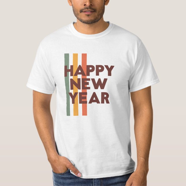 Happy New Year T-Shirt – Festive Typography Design (Framsida)