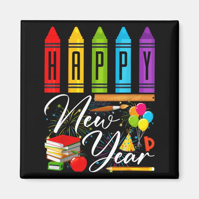 Happy New Year Teacher Fireworks New Years Eve Par Magnet (Framsidan)