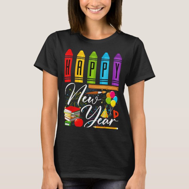 Happy New Year Teacher Fireworks New Years Eve Par T Shirt (Framsida)