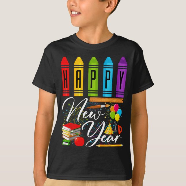 Happy New Year Teacher Fireworks New Years Eve Par T Shirt (Framsida)
