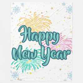 Happy New Year Typography Celebration Fleecefilt