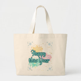 Happy New Year Typography Celebration Jumbo Tygkasse