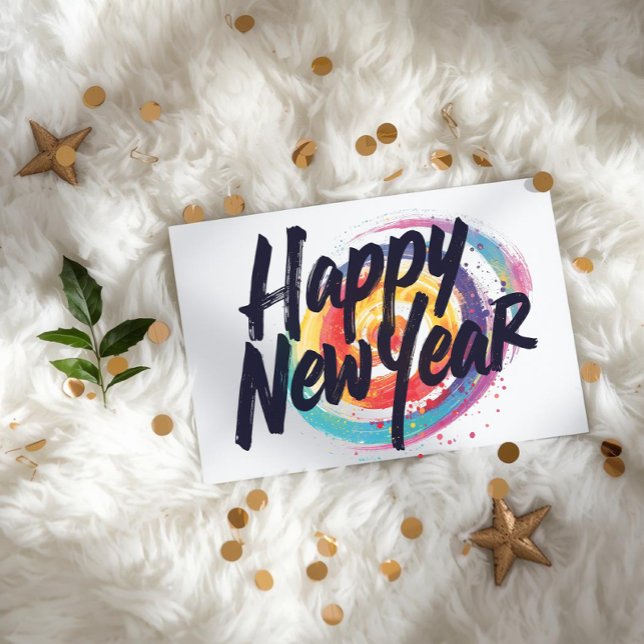 Happy New year vibrant colorful Flat Card (Skapare uppladdad)