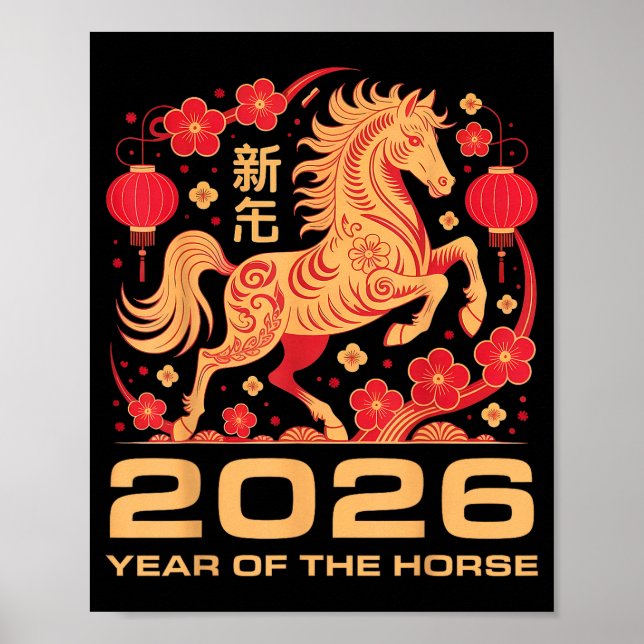 Happy New Year-year Of The Horse Chinese New-year  Poster (Framsidan)